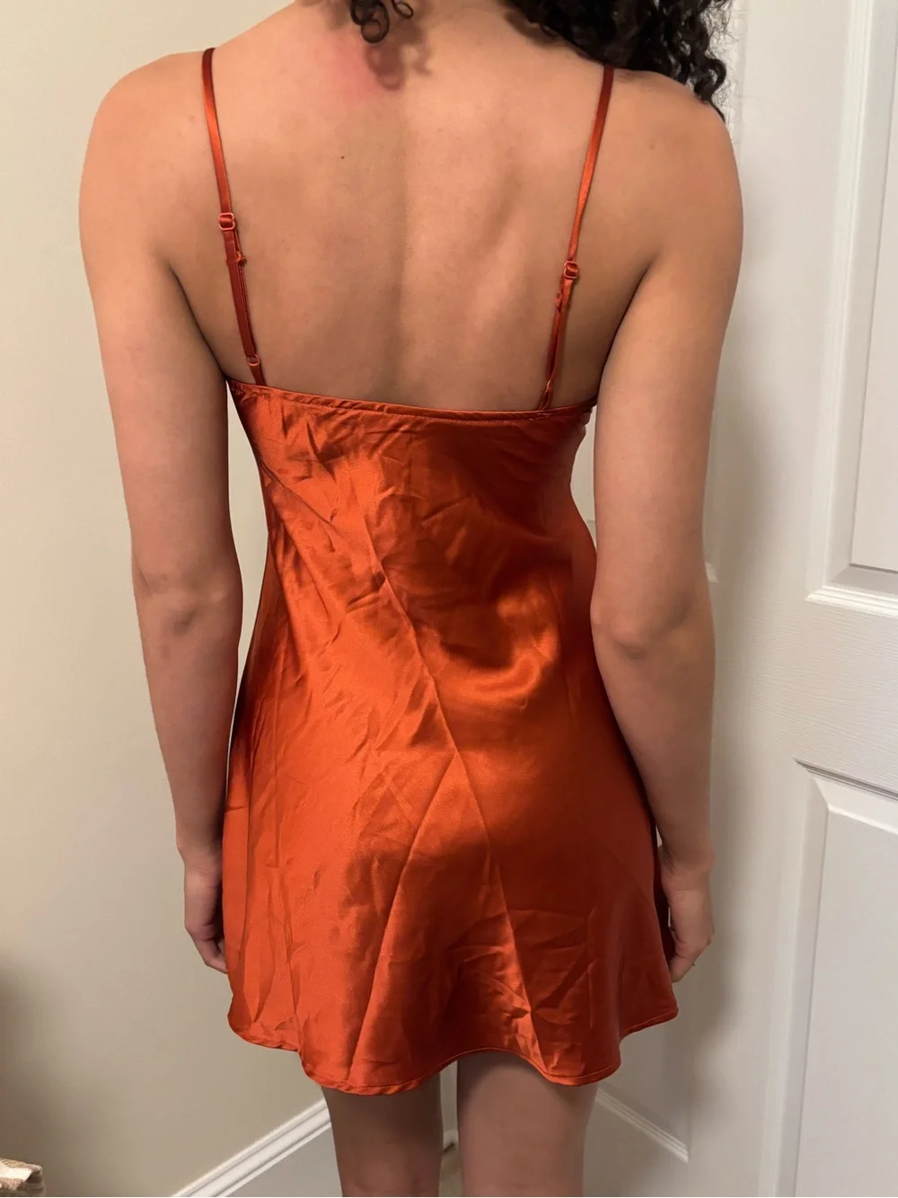 Windsor Satin Slip Dress in Rust - Picture 2 of 3